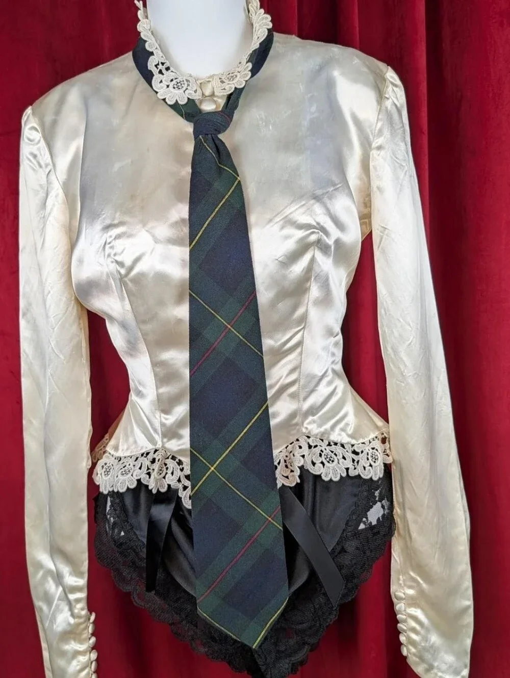 French Toast Green, Navy Blue, Yellow, & Red Tartan Plaid Tie